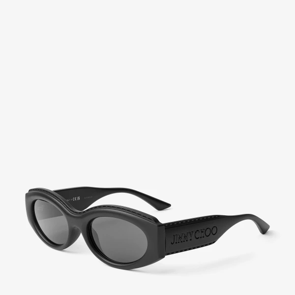 Matte Black Jimmy Choo Sue Sunglasses, view 2 | Sunglasses