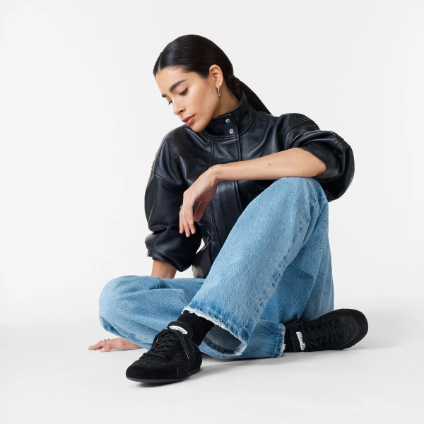 Black Mix Jimmy Choo Sunny Trainers, view 2 | Sneakers