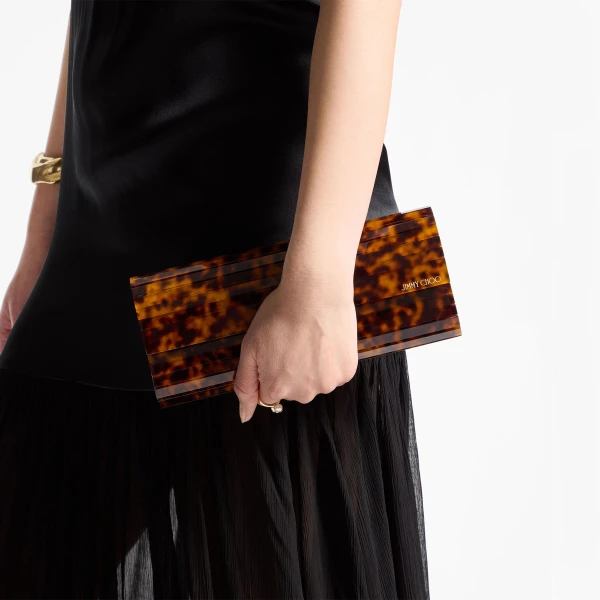Tortoiseshell Jimmy Choo Sweetie Clutch Bag, view 2 | Clutch Bags