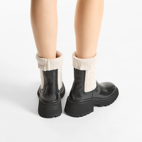 Black and Latte Jimmy Choo Tamia Flat, view 2 | Boots