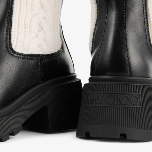 Black and Latte Jimmy Choo Tamia Flat, view 4 | Boots