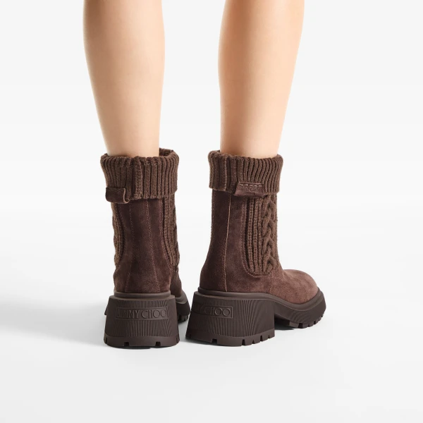 Chocolate Jimmy Choo Tamia Flat, view 2 | Boots