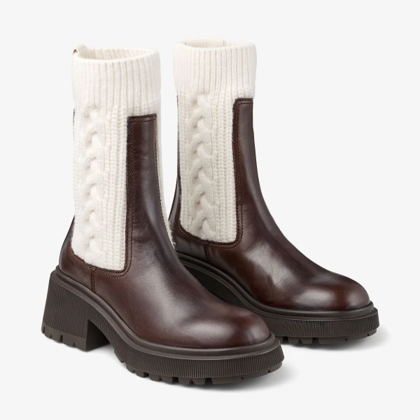 Chocolate and Latte Jimmy Choo Tamia Flat, view 2 | Boots