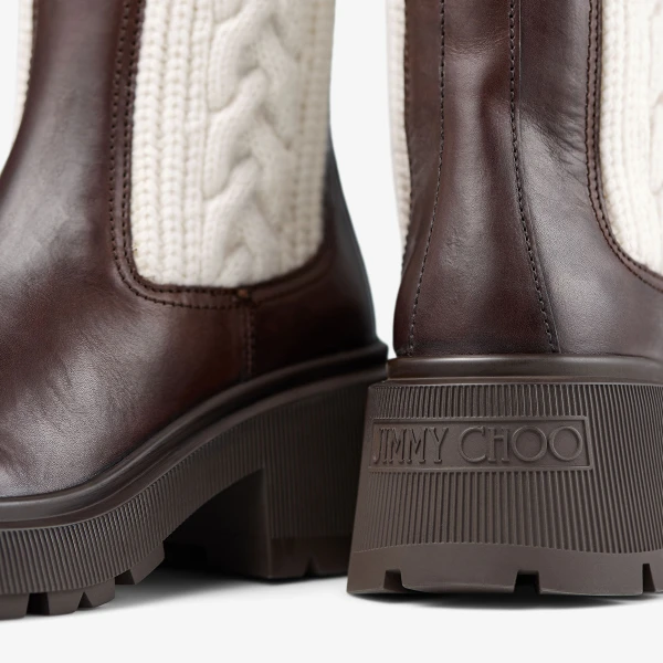 Chocolate and Latte Jimmy Choo Tamia Flat, view 3 | Boots