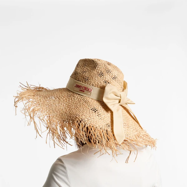 Natural Jimmy Choo Thalia Large Hat, view 2 | Hats