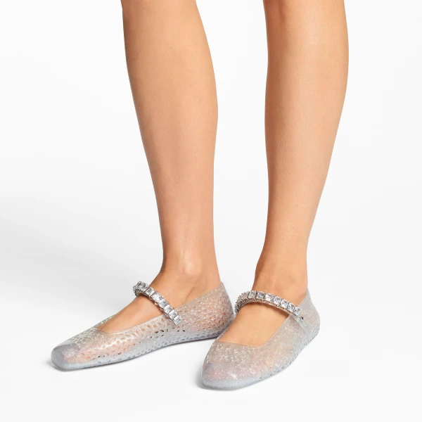 Clear, Silver Mix and Crystal Jimmy Choo The Jelly Flats, view 2 | Flats