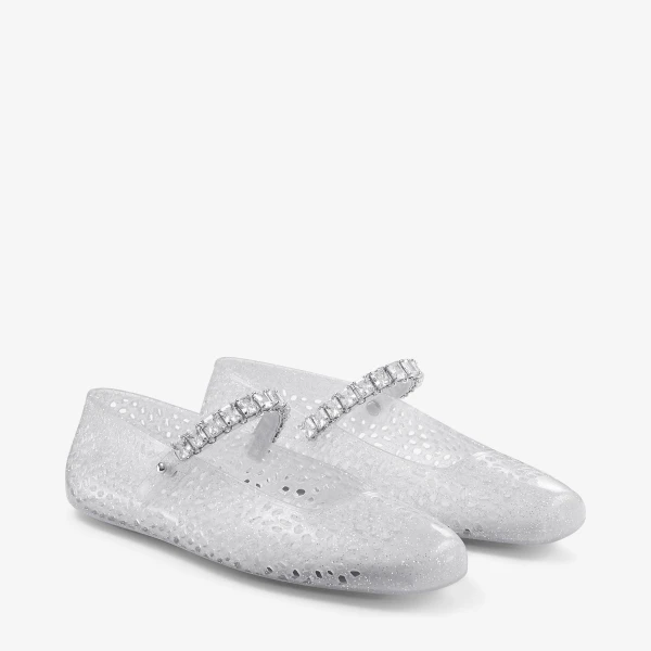 Clear, Silver Mix and Crystal Jimmy Choo The Jelly Flats, view 3 | Flats