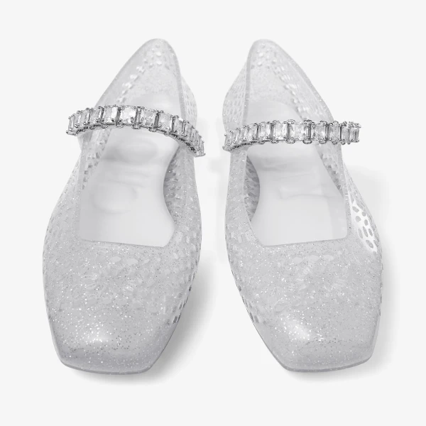 Clear, Silver Mix and Crystal Jimmy Choo The Jelly Flats, view 5 | Flats