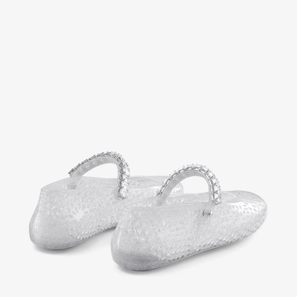 Clear, Silver Mix and Crystal Jimmy Choo The Jelly Flats, view 6 | Flats