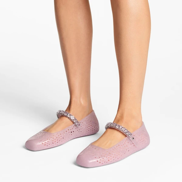 Cotton Candy and Silver Mix Jimmy Choo The Jelly Flats, view 2 | Flats