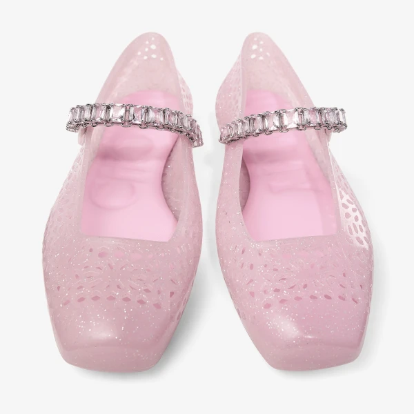 Cotton Candy and Silver Mix Jimmy Choo The Jelly Flats, view 5 | Flats