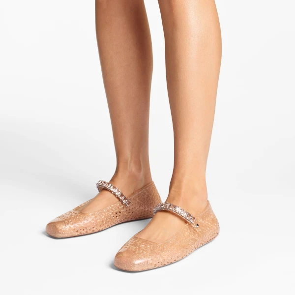 Light Toffee and Silver Mix Jimmy Choo The Jelly Flats, view 2 | Flats