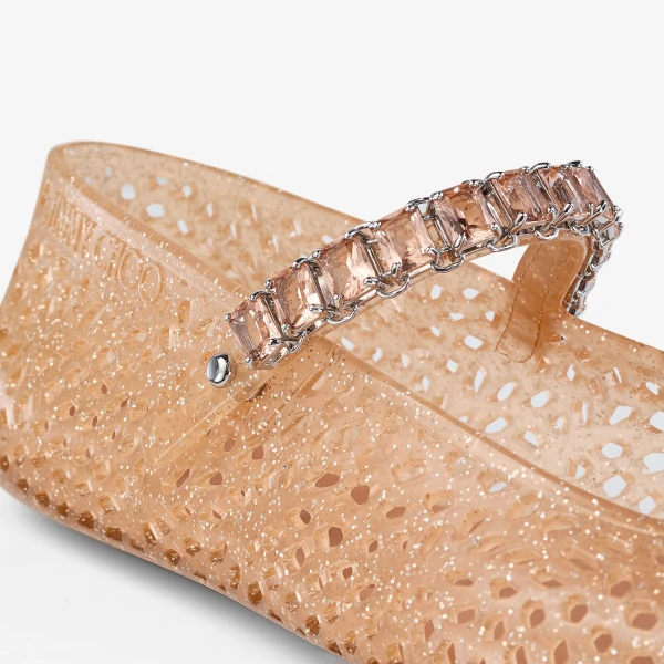 Light Toffee and Silver Mix Jimmy Choo The Jelly Flats, view 4 | Flats