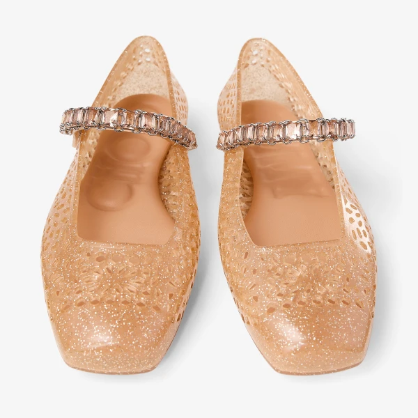 Light Toffee and Silver Mix Jimmy Choo The Jelly Flats, view 5 | Flats