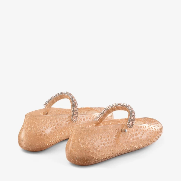 Light Toffee and Silver Mix Jimmy Choo The Jelly Flats, view 6 | Flats