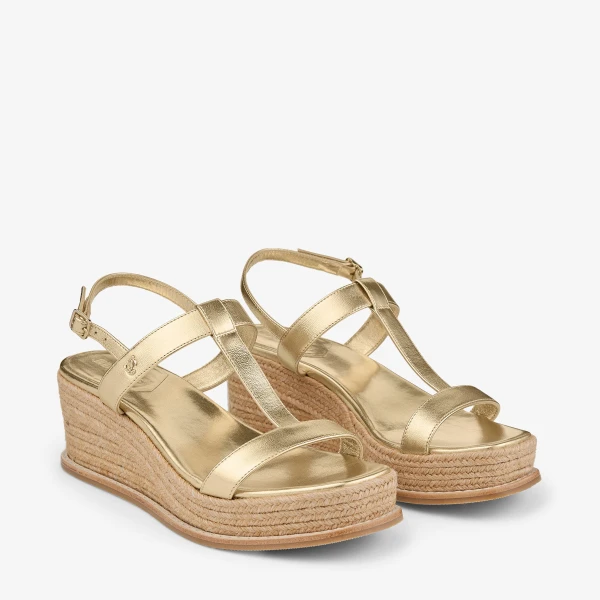 Gold Jimmy Choo Theia Wedge 60, view 3 | Sandals