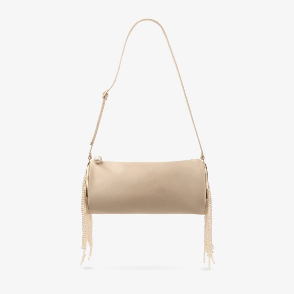 Stone and Light Gold Jimmy Choo Tube Mini Bag, view 2 | Mini Bags