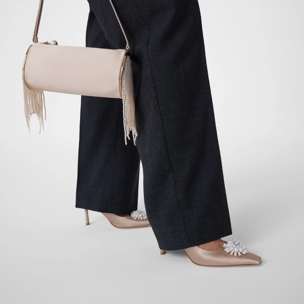 Stone and Light Gold Jimmy Choo Tube Mini Bag, view 4 | Mini Bags