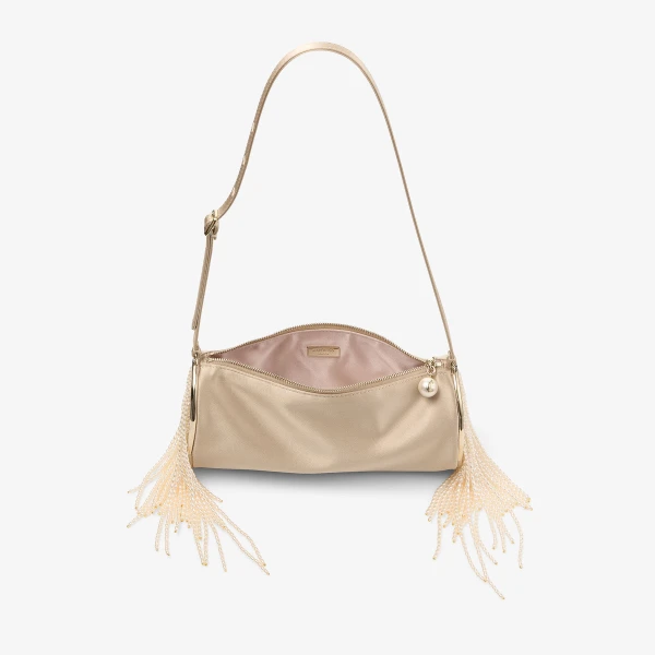Stone and Light Gold Jimmy Choo Tube Mini Bag, view 6 | Mini Bags