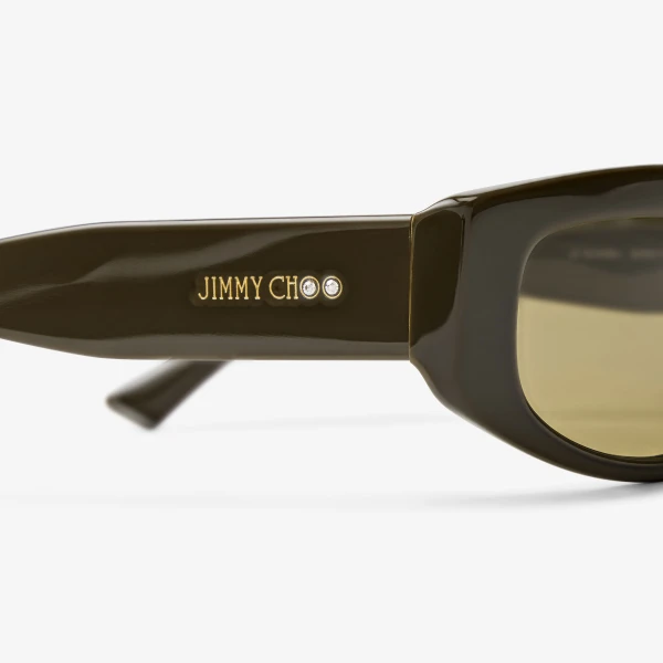 Caper Green Jimmy Choo Uma Sunglasses, view 3 | Sunglasses