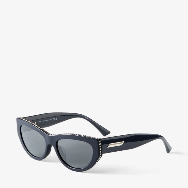 Blue and Silver Night Jimmy Choo Vale Sunglasses, view 2 | Sunglasses