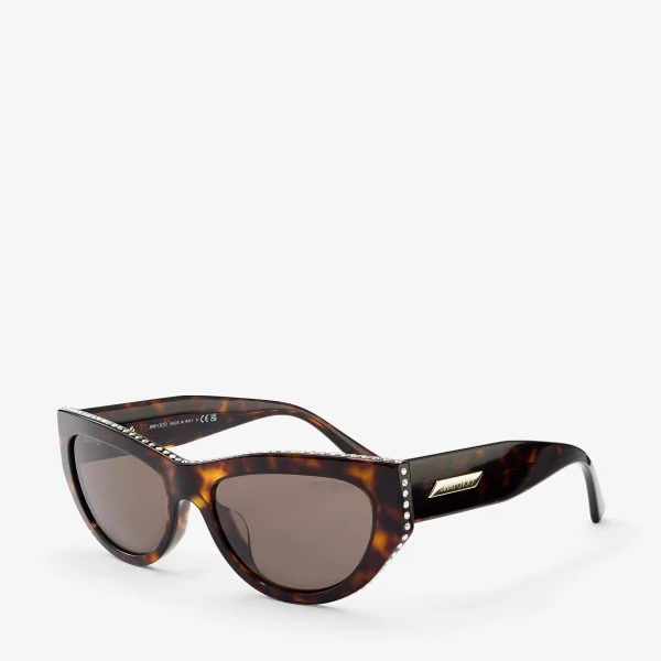 Havana and Silver Night Jimmy Choo Vale Sunglasses, view 2 | Sunglasses