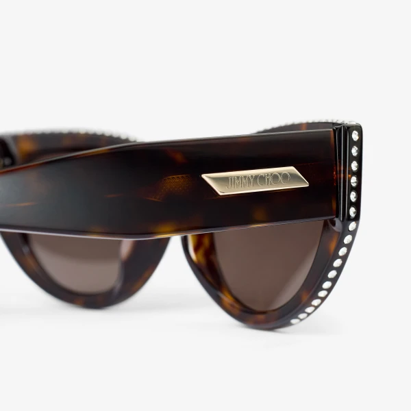 Havana and Silver Night Jimmy Choo Vale Sunglasses, view 3 | Sunglasses