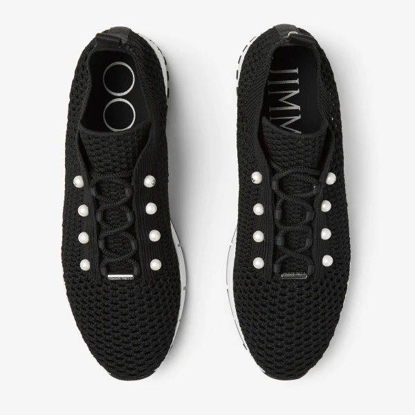 Black Mix Jimmy Choo Veles Trainers, view 4 | Sneakers