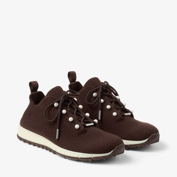 Chocolate Jimmy Choo Veles Trainers, view 2 | Sneakers