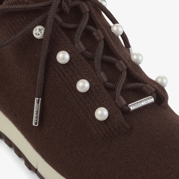 Chocolate Jimmy Choo Veles Trainers, view 3 | Sneakers