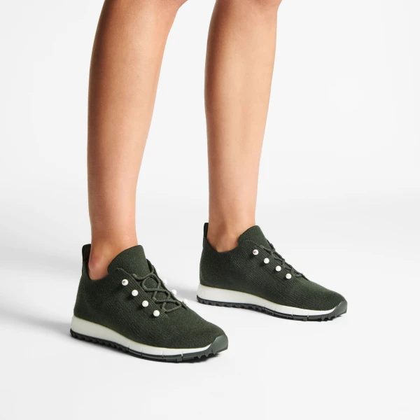 Dark Moss Green Mix Jimmy Choo Veles Trainers, view 2 | Sneakers