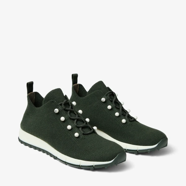 Dark Moss Green Mix Jimmy Choo Veles Trainers, view 3 | Sneakers