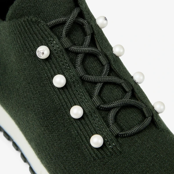 Dark Moss Green Mix Jimmy Choo Veles Trainers, view 4 | Sneakers