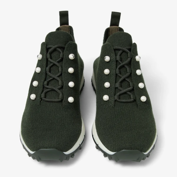 Dark Moss Green Mix Jimmy Choo Veles Trainers, view 5 | Sneakers