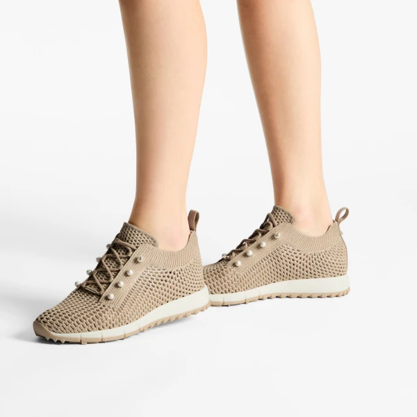 Light Soft Gold Mix Jimmy Choo Veles Trainers, view 2 | Sneakers