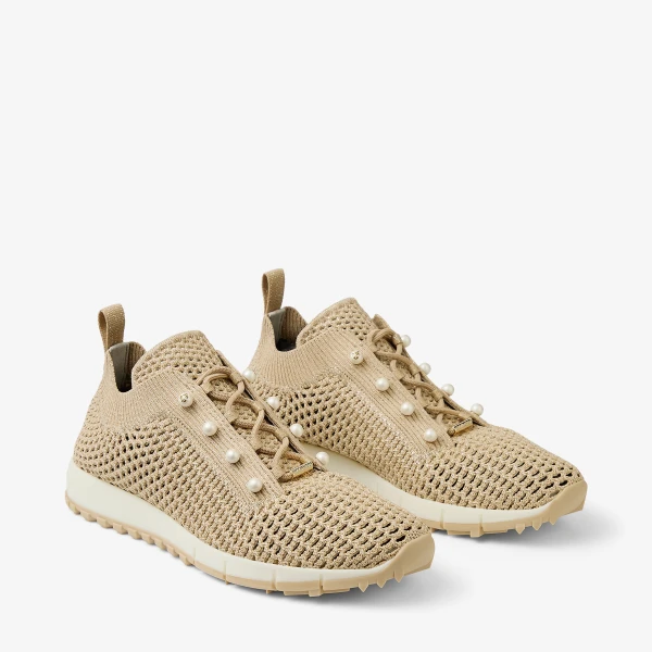 Light Soft Gold Mix Jimmy Choo Veles Trainers, view 3 | Sneakers