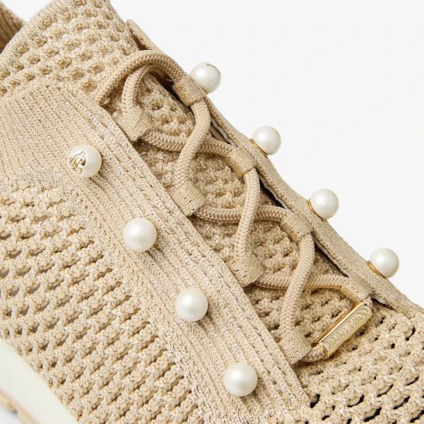 Light Soft Gold Mix Jimmy Choo Veles Trainers, view 4 | Sneakers