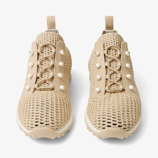 Light Soft Gold Mix Jimmy Choo Veles Trainers, view 5 | Sneakers