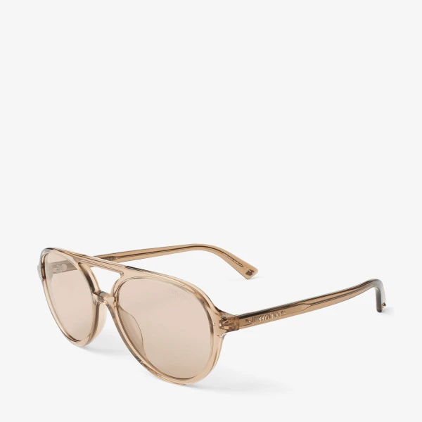 Transparent TAN Jimmy Choo Vira Sunglasses, view 2 | Sunglasses