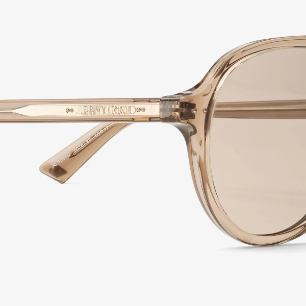 Transparent TAN Jimmy Choo Vira Sunglasses, view 3 | Sunglasses