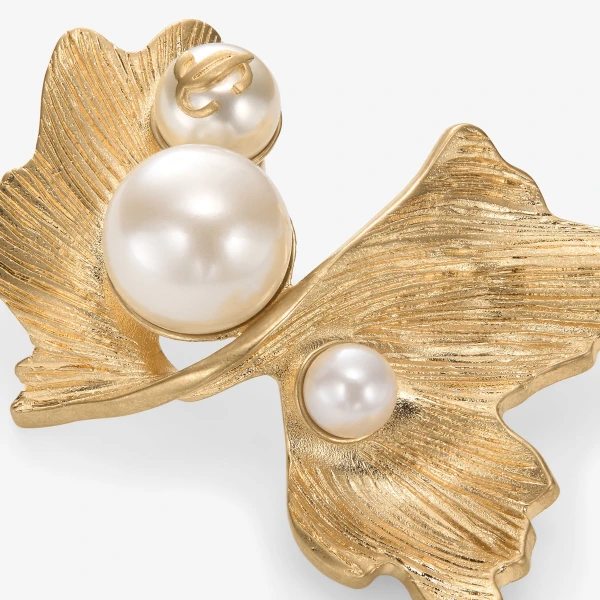 Gold and White Jimmy Choo Wave Pearl Earrings, view 3 | Earrings
