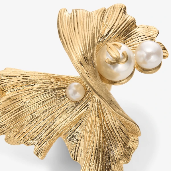 Gold and White Jimmy Choo Wave Pearl Ring, view 4 | Rings