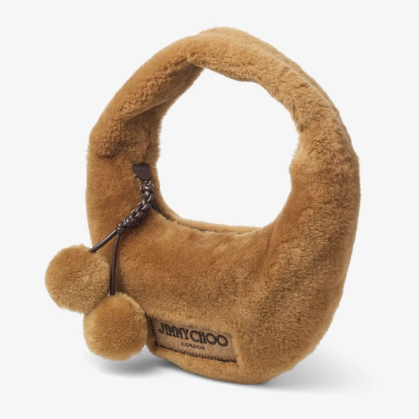Teddy and Light Gold Jimmy Choo Winter Hobo, view 3 | Shoulder & Crossbody Bags