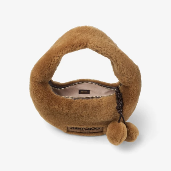 Teddy and Light Gold Jimmy Choo Winter Hobo, view 5 | Shoulder & Crossbody Bags