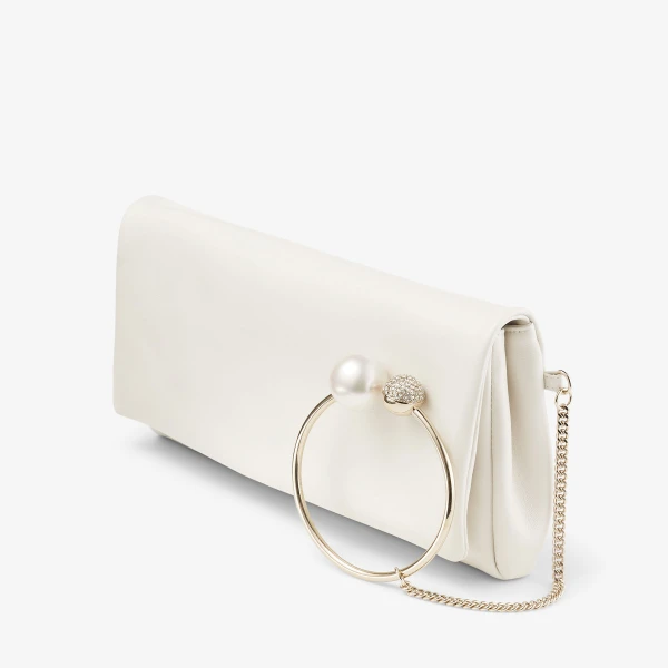 Latte and Light Gold Jimmy Choo Xandra Clutch Bag, view 2 | Clutch Bags
