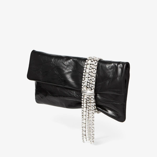 Black and Silver Jimmy Choo Zandra Clutch Bag, view 3 | Clutch Bags