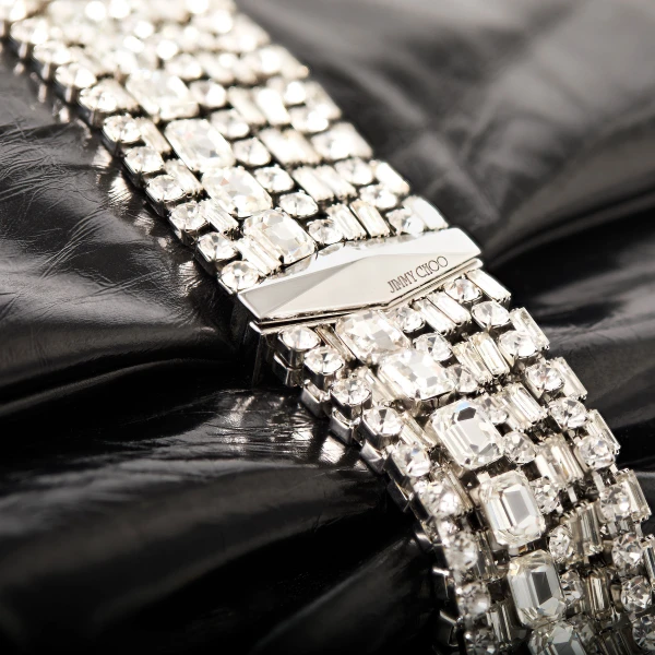 Black and Silver Jimmy Choo Zandra Clutch Bag, view 4 | Clutch Bags