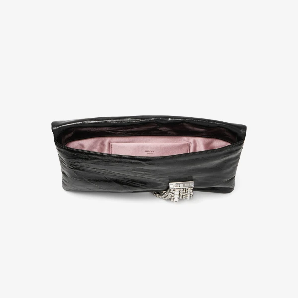 Black and Silver Jimmy Choo Zandra Clutch Bag, view 5 | Clutch Bags