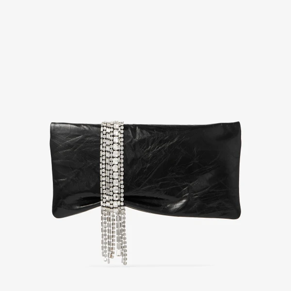 Black and Silver Jimmy Choo Zandra Clutch Bag, view 6 | Clutch Bags