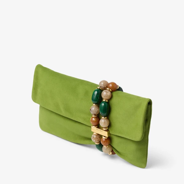 Clover and Gold Jimmy Choo Zandra Clutch Bag, view 2 | Clutch Bags